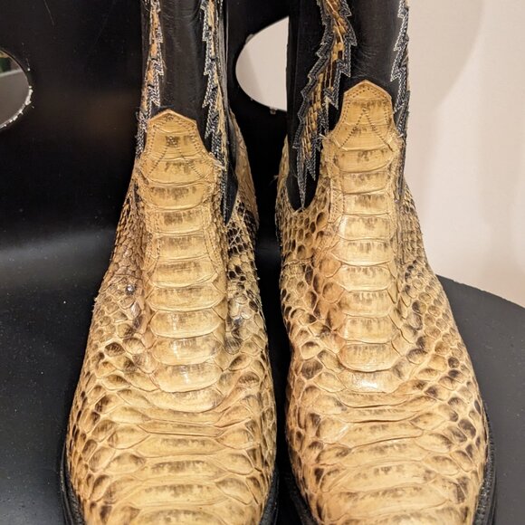Sena Handmade Snakeskin Cowboy Boots Mens 8.5 - Picture 2 of 7